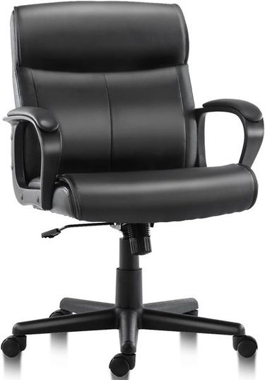Home Office Chair Mid-Back Office Computer Desk Chair With Armrest Adjustable Height/Tilt Swivel Rolling Chair, Black_voghion.com