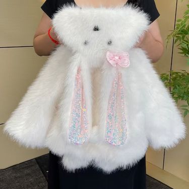 Girls' Autumn Coat 2025 New Fashionable Children's Winter Heart White Rabbit Fur Cardigan Top Trendy_voghion.com