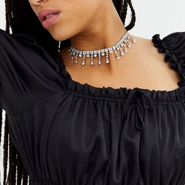 Hot Selling Fashion Diamond Tassel Neck Chain Niche Design Sense Light Luxury Rhinestone Women Necklace choker_ipsvogv.com
