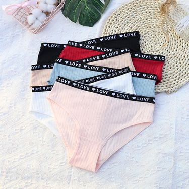 Women's Intimates Pure Cotton Underwear Sports Letter Waist Girl Solid Color Briefs Breathable And Comfortable Girls High Elastic Underwear_voghion.com