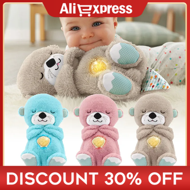 Breathing Otter Sleep Playmate Otter Musical Stuffed Baby Plush Toy Newborn Sensory Enlightenment Sleeping Otter Baby Gifts_voghion.com