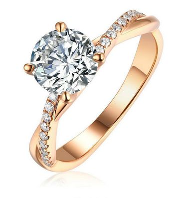 Simple fashion inlaid zircon ring gold plated ring_voghion.com