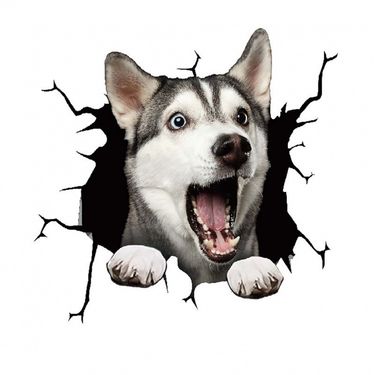 Creative cracked animal wall perforated car personalized glass stickers, dog stickers_voghion.com