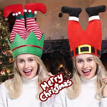 Christmas decorations Party Santa Hat Old man Elf clown Pants leg hat Party supplies gifts_voghion.com