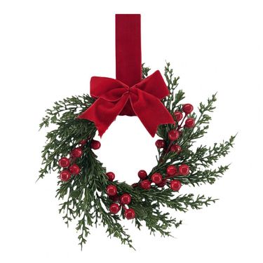 Christmas Artificial Red Berries Wreath For Front Door Bow Door Hanging Wreath Indoor Outdoor Xmas Decoration New Year's Decor_voghion.com