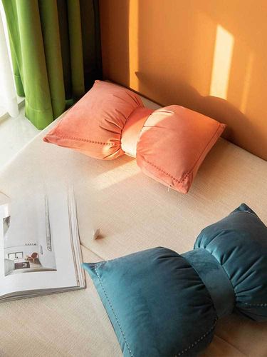 Embroidered Velvet Bow Cushion For The Waist, Suitable For Floor-to-ceiling Window Headboard Pillows._voghion.com