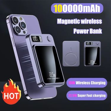 100000mAh Wireless Magnetic Super Fast Charging Ultra Capacity Digital External Battery Power Bank For IPhone_voghion.com