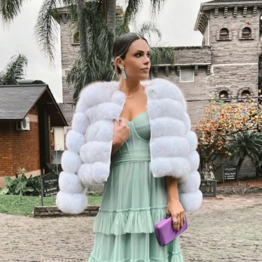 Women's Fur Coat Imitation Fox Fur Splicing Winter Thickened Warm Long-sleeved Short Fur Coat_viptrois.com