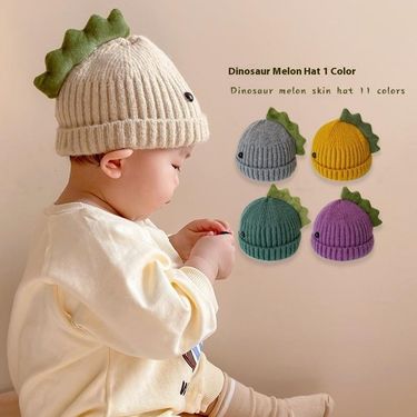 Autumn Winter Cute Dinosaur Woolen Boys and Girls' Baby Knitted Hat Korean_voghion.com