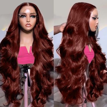 220% HD Reddish Brown Dark Red Brown Body Wave 13x6 Lace Front Human Hair Wigs 13x4 Lace Frontal Wig Brazilian Remy Hair_voghion.com