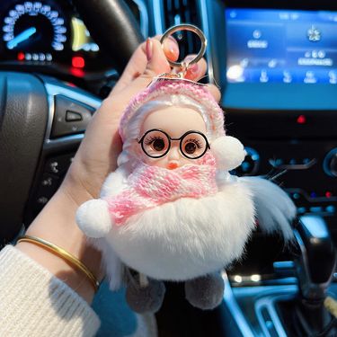 New Style Rex Rabbit Fur Big Eyes Doll Keychain Cute Glasses Long Hair Girl Key Chain Ring Bag Pendant_voghion.com