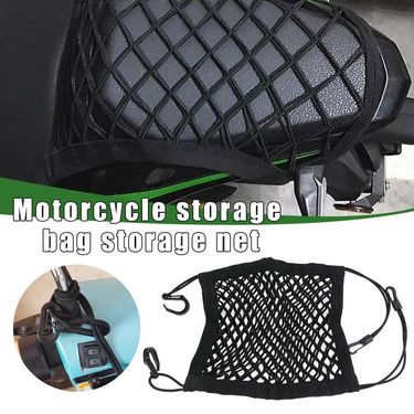 Motorcycle Mesh Bag, Fuel Tank Electric Bike Reflective Luggage Helmet Net, Elastic Strap Rope, Thick Rear Seat_voghion.com