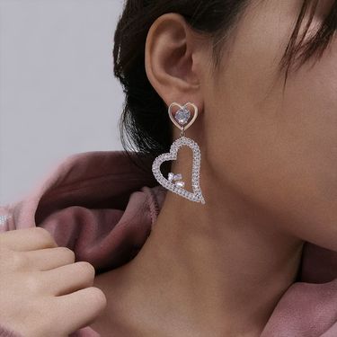 New fashion zircon hollow heart pendant earrings ladies cute all-match rhinestone earrings earring 05_viptrois.com
