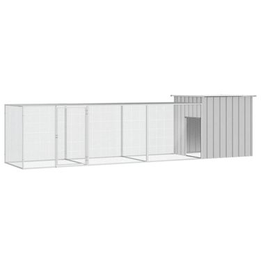 Chicken Cage Gray 157.5"x35.8"x39.4" Galvanized Steel_voghion.com