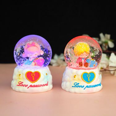 Cartoon Girl Luminous Snowflake Crystal Ball Music Box Creative Home Decoration Men And Women Birthday Gift Student Gift_voghion.com