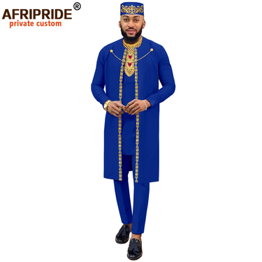 Men's clothing African national batik cotton men's casual four-piece set_voghion.com