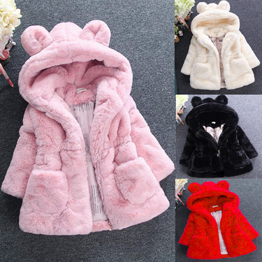 Kids'clothing Girls' fur coat Children's imitation fur padded jacket ears padded jacket cover_voghion.com