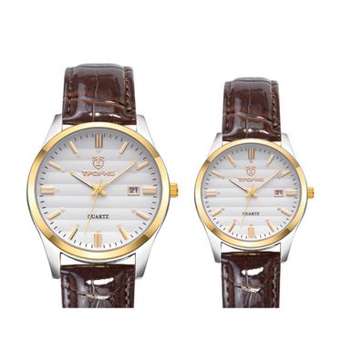 TPOFHS calendar waterproof quartz luminous couple watch, 3D belt watch_voghion.com