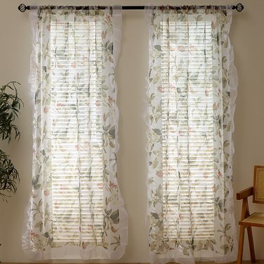 Modern Semi-Sheer Voile Curtains – Polyester Sun Filtering Window Drapes For Living Room, 3 Sizes – Scalloped Hem Minimalist Decor_voghion.com