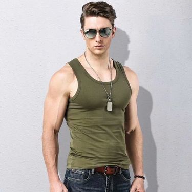 Men's Clothing Men's vest polyester sports casual white hurdle slim fit large size sleeveless t shirt youth summer bottoming fitness_voghion.com