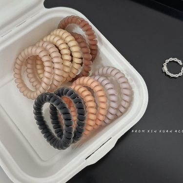 Simple Jelly Color Hair Rope Frosted Telephone Line Hair Ring High Elastic and Durable Rubber Tendon Women's Hair Rope Headwear_voghion.com