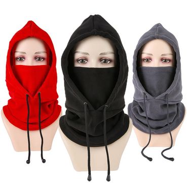 Outdoor Cycling Cold-Proof Windproof Skiing Thermal Large Fleece Knit Hood Mask Hat_voghion.com