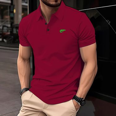 Men's Clothing Business Casual Lapel Short Sleeved Shirt Exquisite Crocodile Embroidery Fashionable Slim Fit_voghion.com