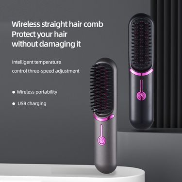 USB charging hair straightener student dormitory portable portable curling and straightening dual-purpose styling comb_voghion.com