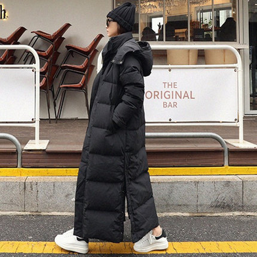 New Thickened Ankle And Knee Length Down Jacket For Women, Hooded Korean Version Loose Fitting Cotton Jacket, Trendy_voghion.com