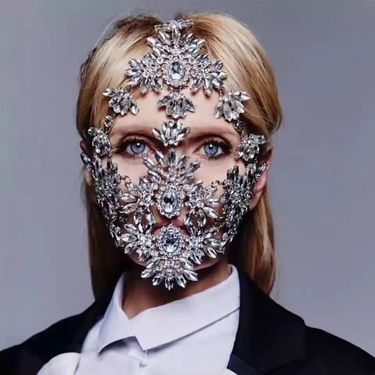 Hot Exaggerated Masquerade mask Personality Festival Party Performance Rhinestone mask Female mask_voghion.com