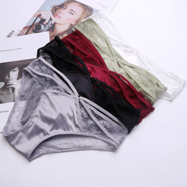 sexy underwear hollow cross temptation see-through lace underwear breathable cotton bottom file low-waist briefs women_voghion.com