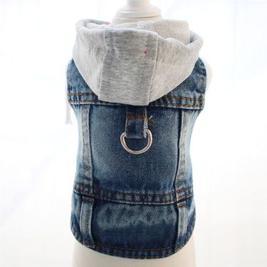 Pet Leashable Denim Apparel New Small Dog Clothes Vest_voghion.com