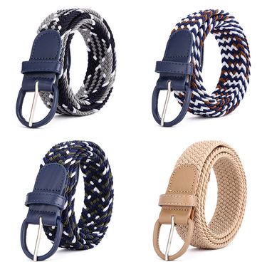 HOT New Men's And Women's Elastic Twill Casual Breathable Student Knitted Belt Women Canvas Fashion Metal_mkmklike.com
