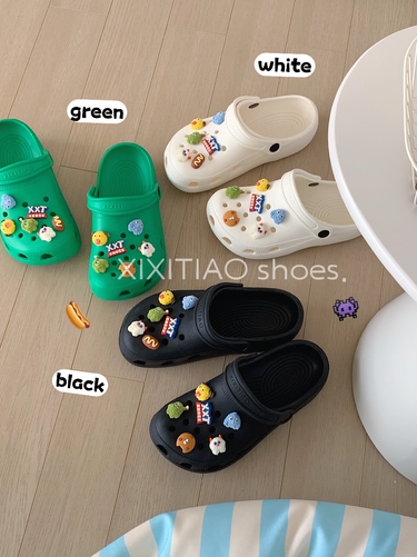 Thin Strip Ins Couple Seaside Men's And Women's Hole Shoes_voghion.com