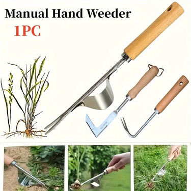 1pc Stainless Steel Manual Weeder Puller,Garden Hand Weeder Rake Sharp Tines Grass Rooting Weeding Tool for Easily Removing Weeds_voghion.com