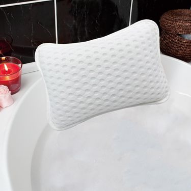 【TÜV & OEKO-TEX】Ergonomic Bone Bath Pillow|2X Strong Suction Cups, Zero Mold Guarantee|SPA-Grade Neck Support|Quick Dry With Hanging Hook(white)_voghion.com