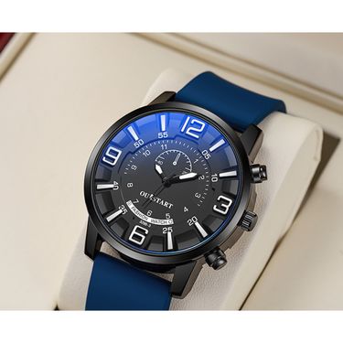 Directly operated 3D digital platters, live broadcasts, blue light, glass, quartz, silicone watches, men's watches_voghion.com