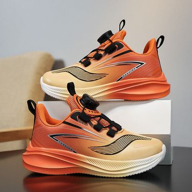 Children's Sports Shoes Leather Surface Spring And Autumn Student Specific Running Shoes New Boys And Girls Ultra Light Button Training Shoes_voghion.com