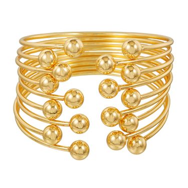 Cross Border New Indian Spherical Cuff Bracelet Hip Hop Fashion 9 Sets Of Open Bracelets Retro Stacking Bracelets_voghion.com