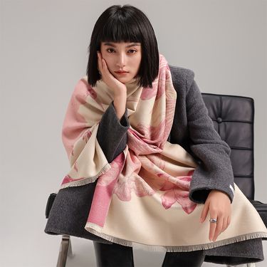 2024 New Girl's Wind Forest Series Stork, Autumn and Double sided Cashmere  Scarf, Winter Luxury Warm Shawl_voghion.com