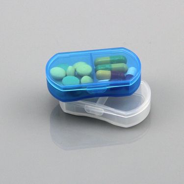 Cross-border Hot Selling Portable Sub-packaging Small Medicine Box Plastic Sub-finishing Storage Box Two-compartment Transparent Medicine Box_voghion.com