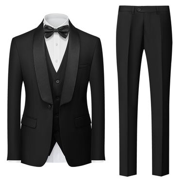 Men's Clothing Three piece Men's Double Slit Tuxedo Suit_voghion.com