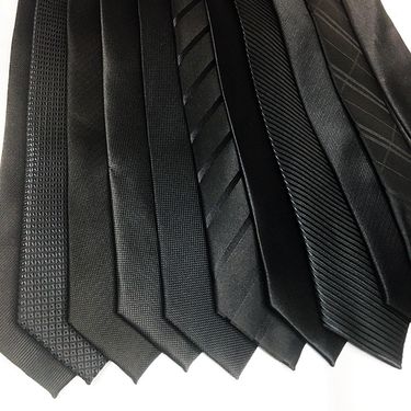 Black Formal Business Necktie Solid Color Men's Neck Tie_voghion.com