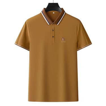 Men's Clothing Men's Summer New Style Pearl Mesh Lapel Embroidery Casual Spot Solid Color Short Sleeved Men's Polo Shirt_voghion.com