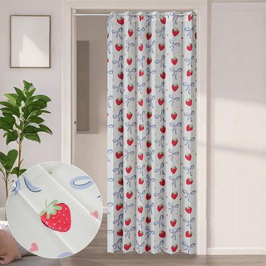 No-Drill Foldable Door Curtain - Stylish Print Room Divider For Kitchen, Bathroom, Bedroom - Lightweight Polyester Fabric_voghion.com
