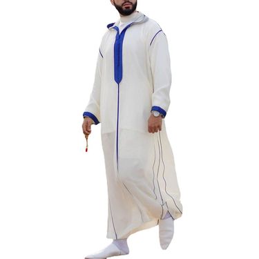 Man's clothing Slim-fit Muslim white plain Muslim robe shirt for men_voghion.com
