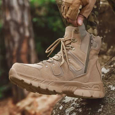 Outdoor Men Hiking Shoes Zippers Breathable Casual Durable Combat Boots Men Outdoor Thick-soled Comfortable Sports Shoes Men_voghion.com