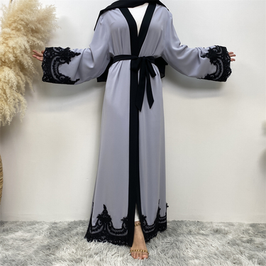 Women's fashion casual embroidery robe casual cardigan long dress_voghion.com