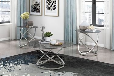 Modern Luxury 3-piece Occasional Table Set Chrome Finish Metal Cocktail Table End Tables Tempered Glass Top_voghion.com