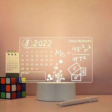 Send pen acrylic transparent luminous note board erasable plan message board desktop calendar small whiteboard night light_voghion.com